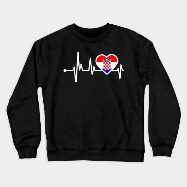 Croatia Heartbeat Flag Crewneck Sweatshirt by Dojaja